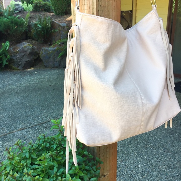 Handbags - Dusty pink boho fringe shoulder bag purse